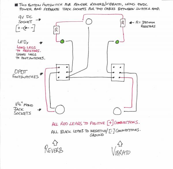 Wiring For Fender Two Button Footswitch With Leds